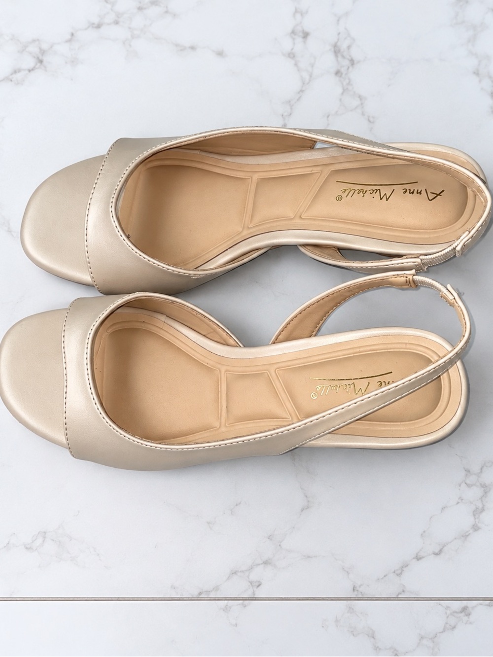 Anne Michelle Beige Slingback Mules